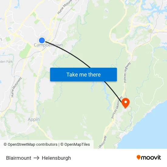 Blairmount to Helensburgh map