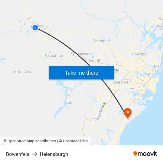 Bowenfels to Helensburgh map