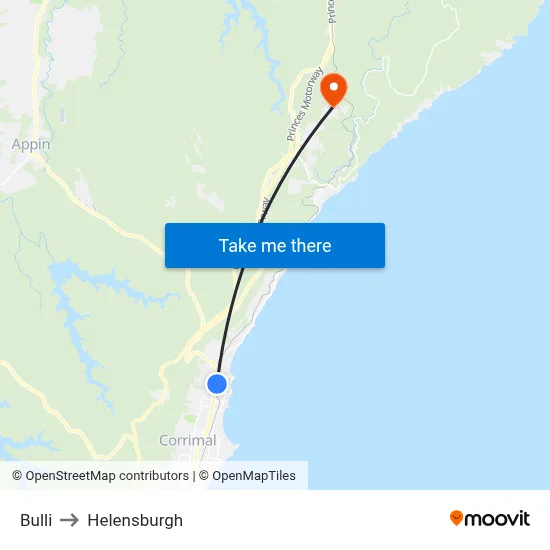 Bulli to Helensburgh map