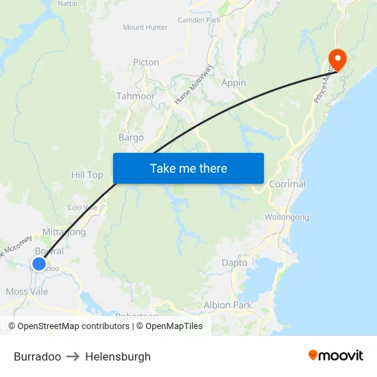 Burradoo to Helensburgh map