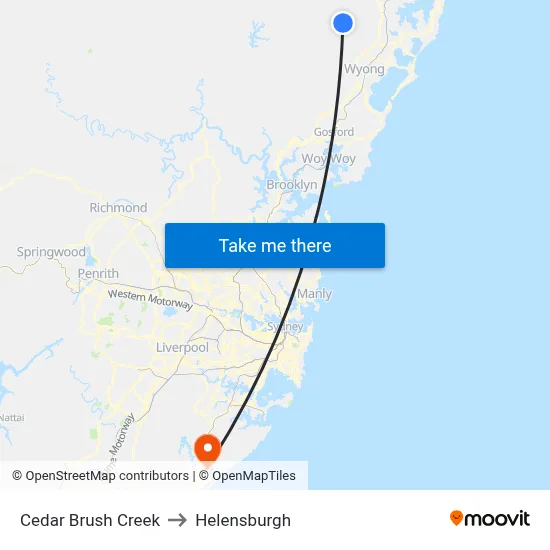 Cedar Brush Creek to Helensburgh map