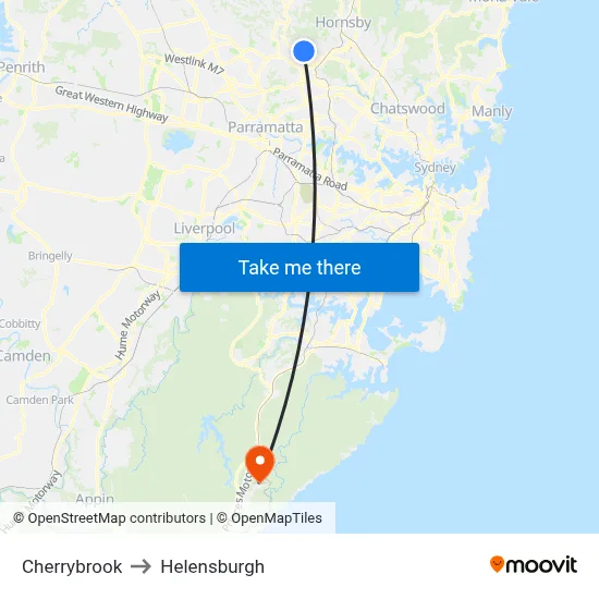 Cherrybrook to Helensburgh map
