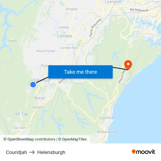 Couridjah to Helensburgh map