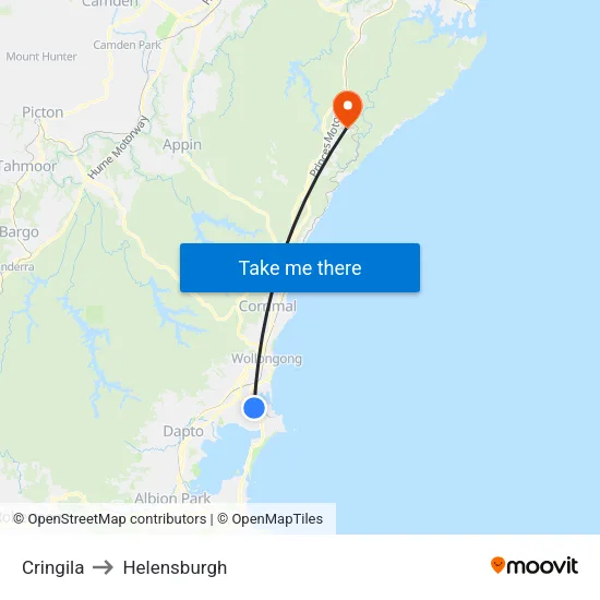 Cringila to Helensburgh map