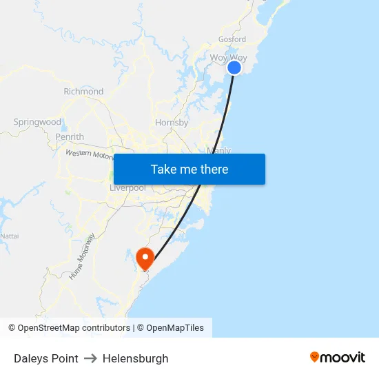 Daleys Point to Helensburgh map