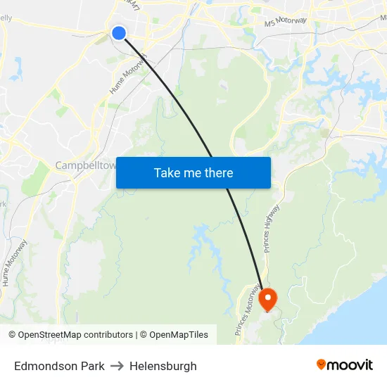Edmondson Park to Helensburgh map