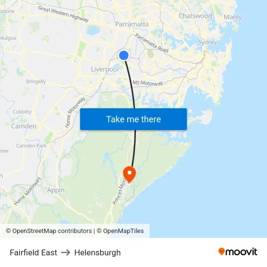 Fairfield East to Helensburgh map