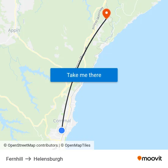 Fernhill to Helensburgh map
