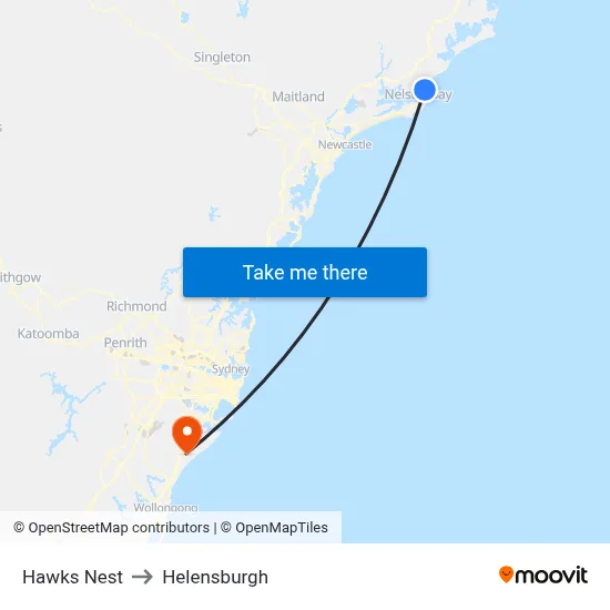 Hawks Nest to Helensburgh map