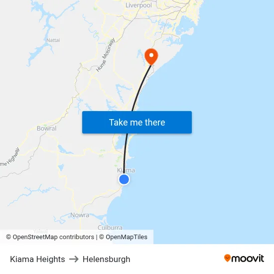 Kiama Heights to Helensburgh map