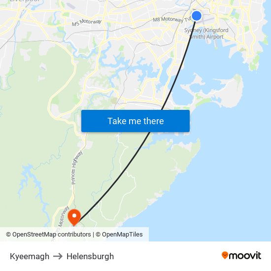 Kyeemagh to Helensburgh map