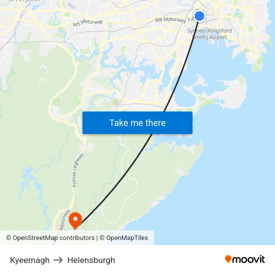 Kyeemagh to Helensburgh map