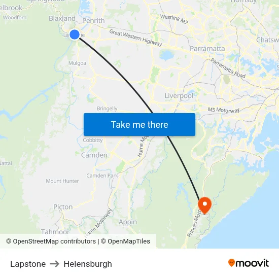 Lapstone to Helensburgh map