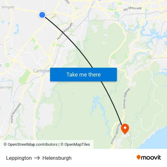 Leppington to Helensburgh map