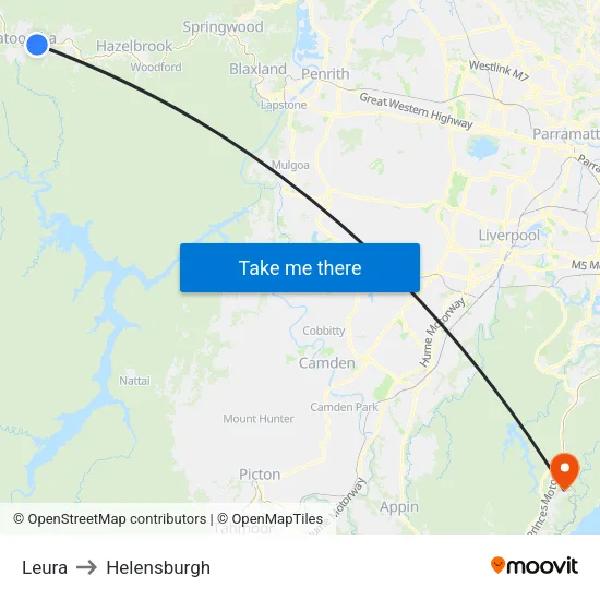 Leura to Helensburgh map