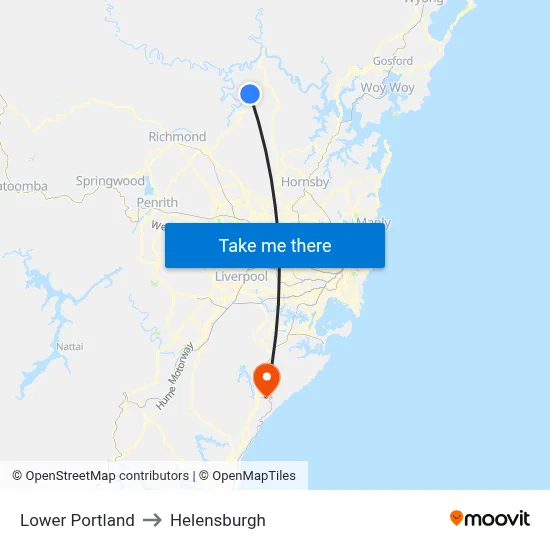 Lower Portland to Helensburgh map