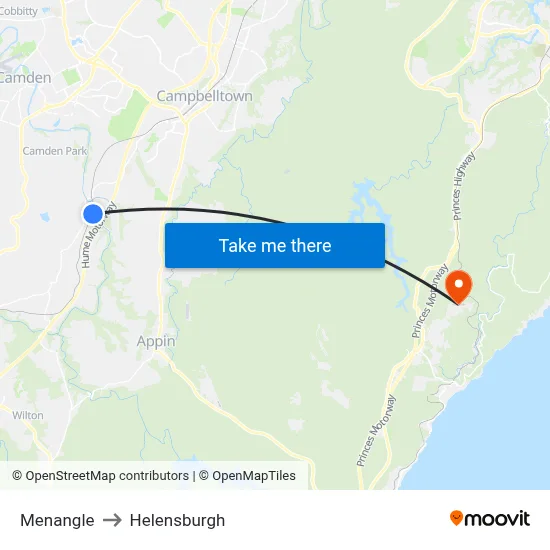 Menangle to Helensburgh map