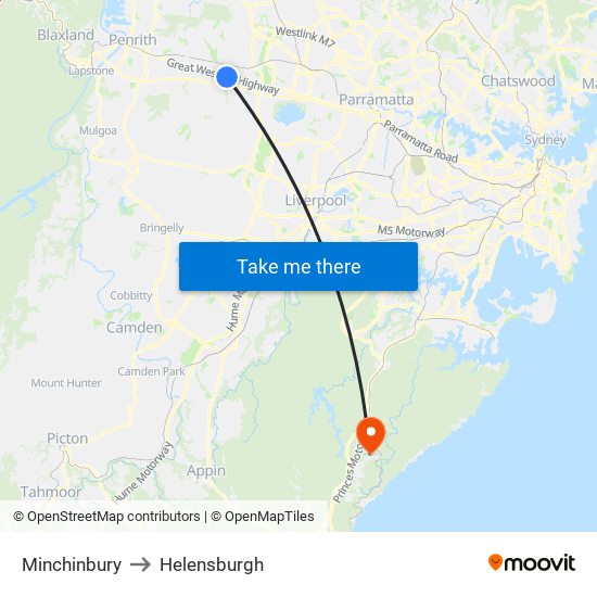 Minchinbury to Helensburgh map