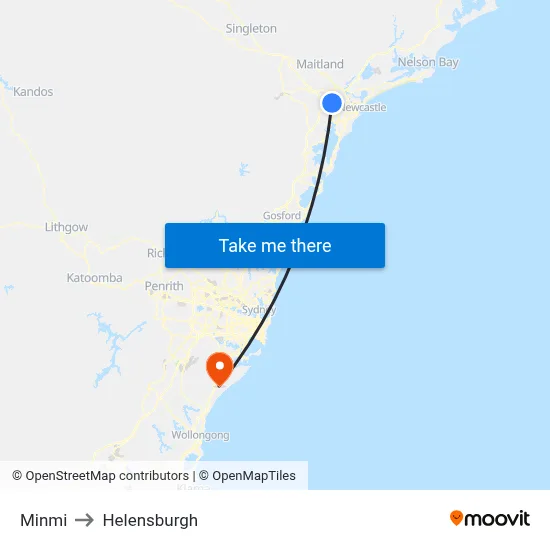 Minmi to Helensburgh map