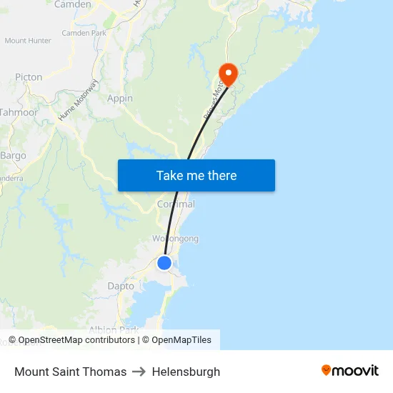 Mount Saint Thomas to Helensburgh map