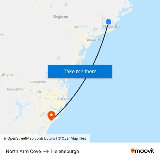 North Arm Cove to Helensburgh map
