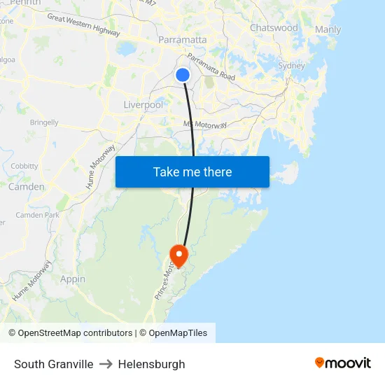 South Granville to Helensburgh map