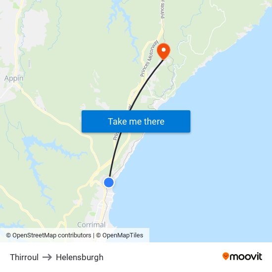 Thirroul to Helensburgh map