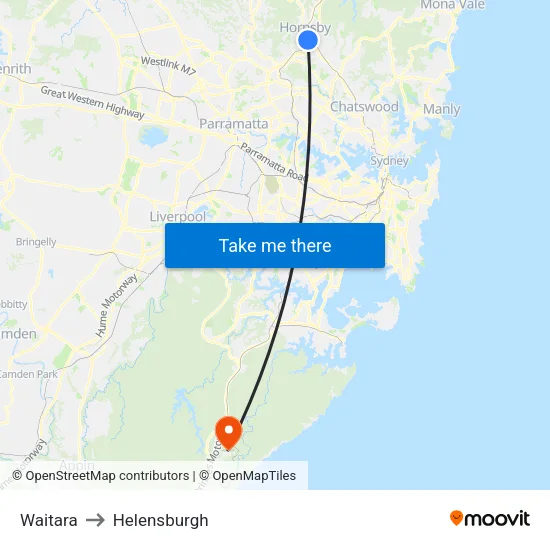 Waitara to Helensburgh map