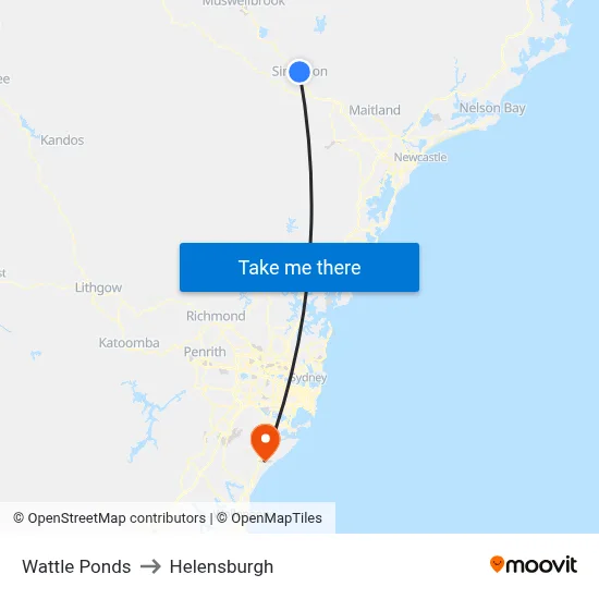 Wattle Ponds to Helensburgh map