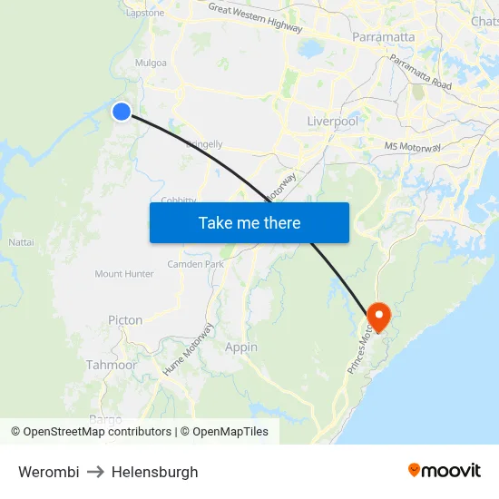 Werombi to Helensburgh map