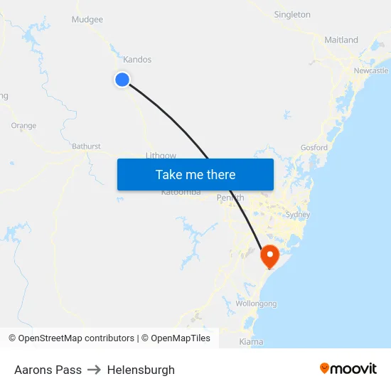 Aarons Pass to Helensburgh map
