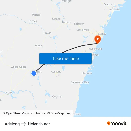 Adelong to Helensburgh map