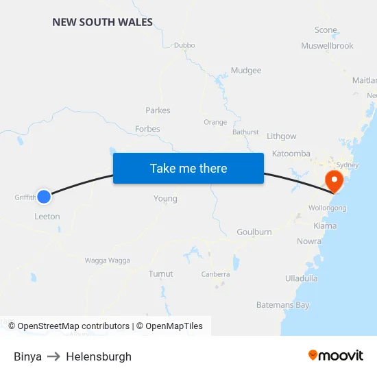 Binya to Helensburgh map