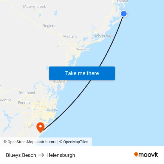 Blueys Beach to Helensburgh map