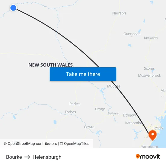 Bourke to Helensburgh map