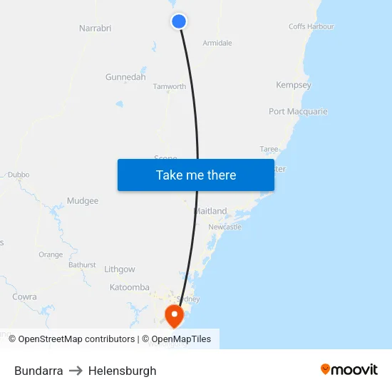 Bundarra to Helensburgh map