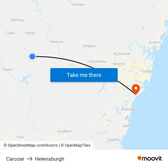 Carcoar to Helensburgh map