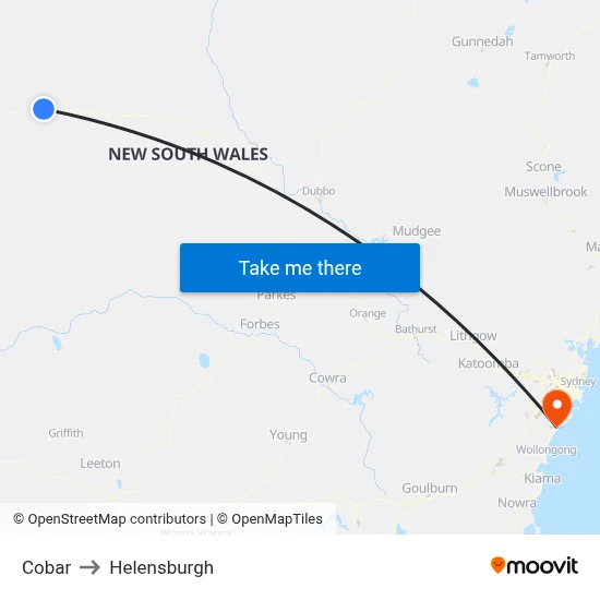 Cobar to Helensburgh map