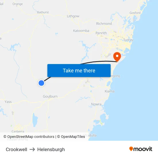 Crookwell to Helensburgh map