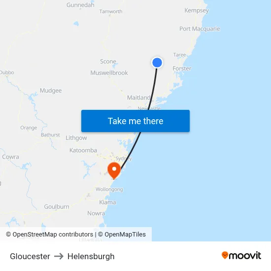 Gloucester to Helensburgh map