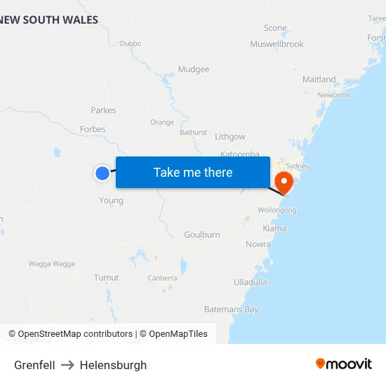Grenfell to Helensburgh map