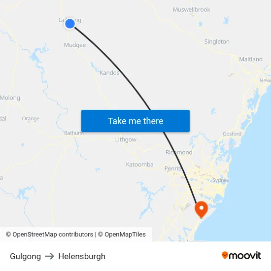 Gulgong to Helensburgh map
