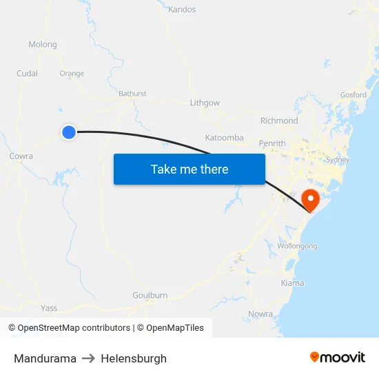 Mandurama to Helensburgh map