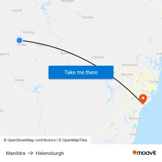 Manildra to Helensburgh map
