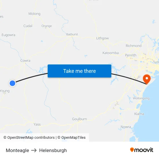 Monteagle to Helensburgh map