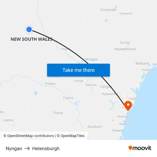 Nyngan to Helensburgh map
