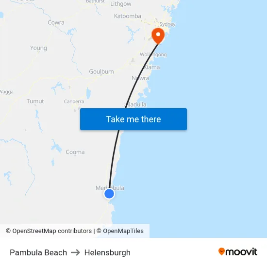 Pambula Beach to Helensburgh map