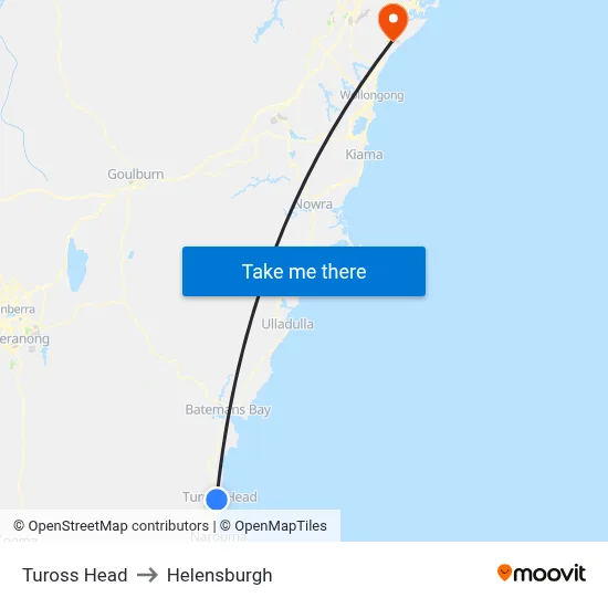 Tuross Head to Helensburgh map