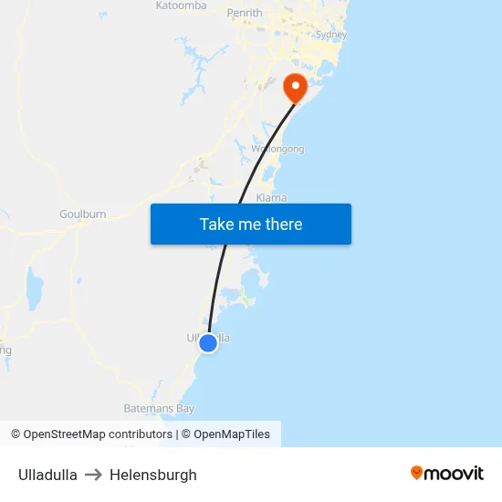 Ulladulla to Helensburgh map
