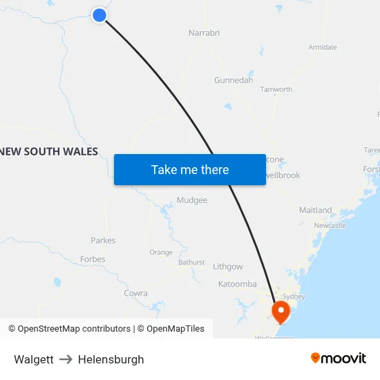 Walgett to Helensburgh map